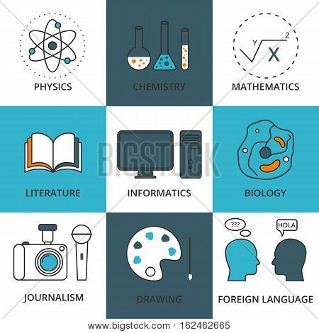 Stock Vector Linear icon school lessons. Stock vector