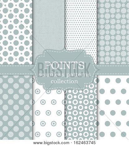 Vector illustration set of seamless patterns points. Stock vector
