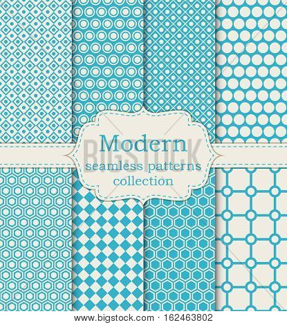 Vector illustration set of seamless modern patterns. Stock vector