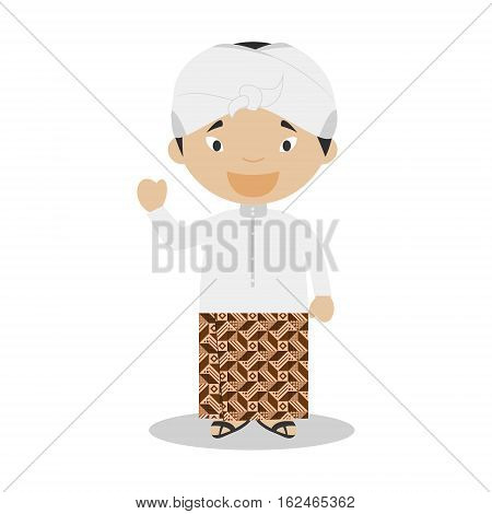 Character from Indonesia dressed in the traditional way Vector Illustration. Kids of the World Collection.