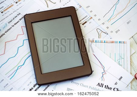 Workplace in office epad ebook and graphs