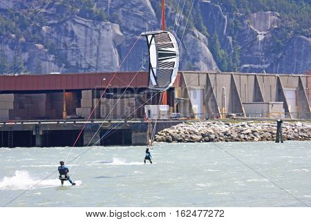 Kitesurfers in the Howe Sound at Squamish