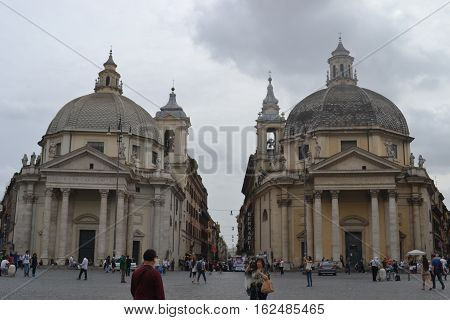 Santa Maria dei Miracoli and Santa Maria in Montesanto (twin churches) in Piazza del Popolo.