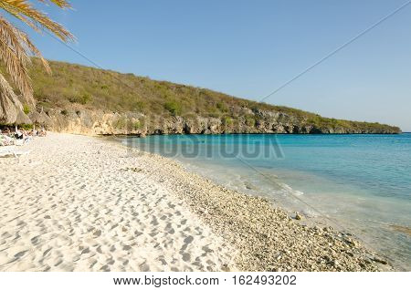 Sandy Beach In Curacao A Caribbean Island
