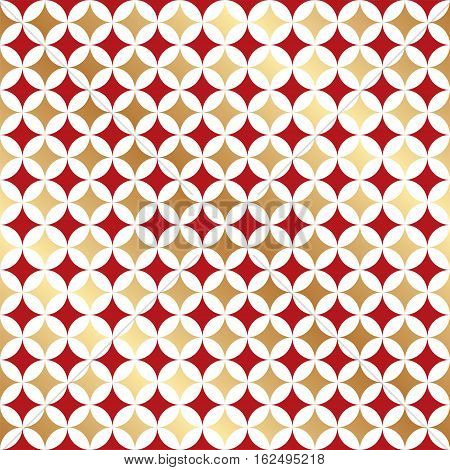 Seamless Christmas Pattern Background. Red and Gold Pattern.