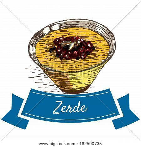 Zerde colorful illustration. Vector illustration of turkish cuisine.