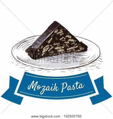 Mozaik Pasta colorful illustration. Vector illustration of turkish cuisine.