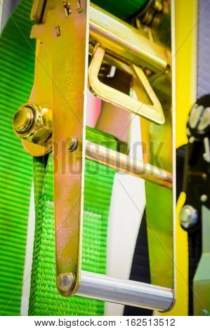Close-up lock steel mechanism of ratchet straps