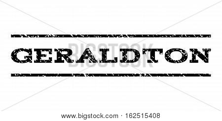 Geraldton watermark stamp. Text caption between horizontal parallel lines with grunge design style. Rubber seal stamp with unclean texture. Vector black color ink imprint on a white background.