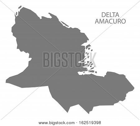 Delta Amacuro Venezuela Map in grey federal state silhouette illustration