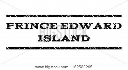 Prince Edward Island watermark stamp. Text caption between horizontal parallel lines with grunge design style. Rubber seal stamp with unclean texture.