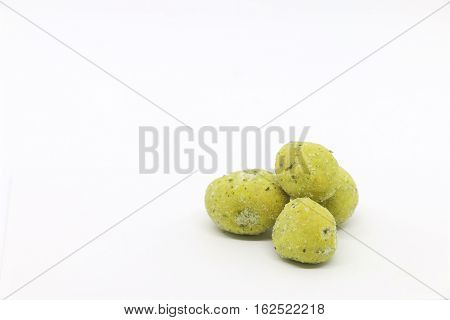 Peanut coat wasabi on the white background