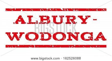 Albury-Wodonga watermark stamp. Text caption between horizontal parallel lines with grunge design style. Rubber seal stamp with dirty texture.