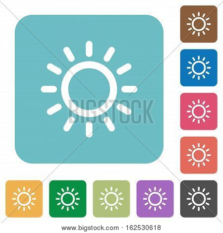Brightness control white flat icons on color rounded square backgrounds