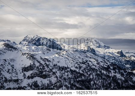 Austrian Alps covered in snow in winter time
