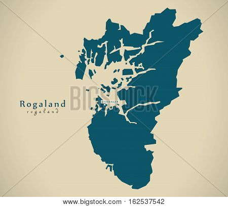 Modern Map - Rogaland Norway No Illustration