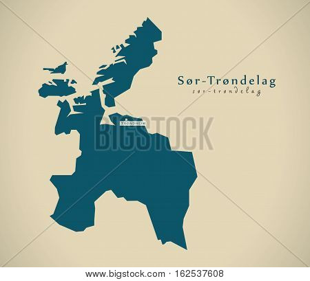 Modern Map - Sor Trondelag Norway No Illustration