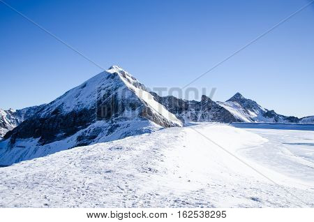Austrian Alps covered in snow in winter time