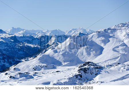 Austrian Alps covered in snow in winter time