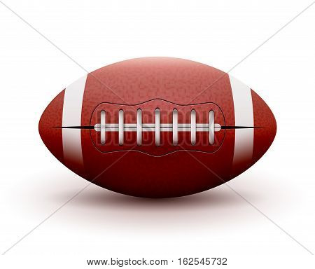 American Football ball isolated on white background. Vector illustration rugby sport game. Competition team.