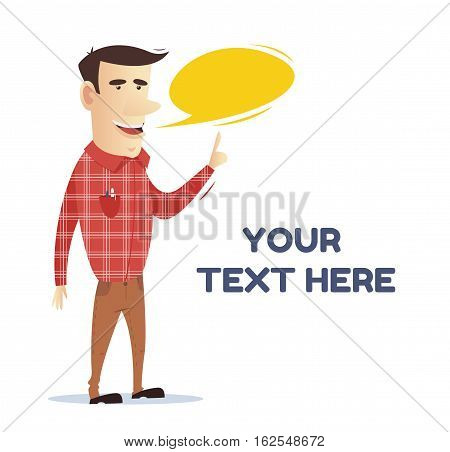 The manager communicates with the client. Office worker. Freelancer. Man at work. A man in business clothes. Vector illustration. Bright character. Vector stock illustration style flat.