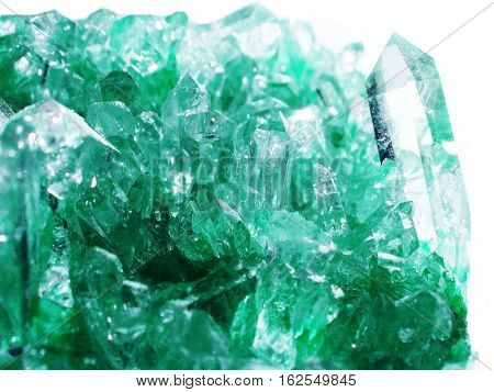 aquamarine quartz semigem geode crystals geological mineral isolated