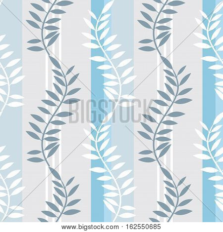 Light blue striped floral pattern, seamless background