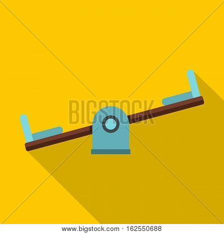 Seesaw on a playground icon. Flat illustration of seesaw on a playground vector icon for web isolated on yellow background
