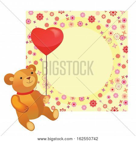 Valentine's background Teddy bear with a heart balloon