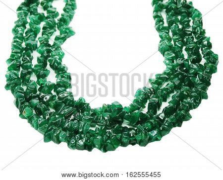 avanturine gemstone beads isolated on white background