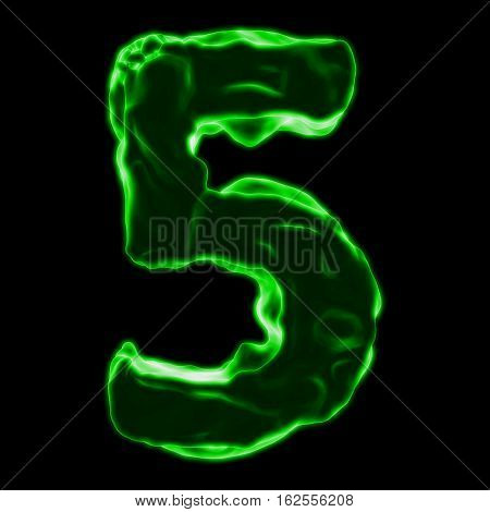number 5 green fiery border on a black background