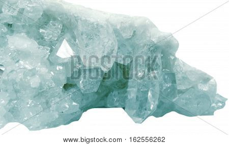 aquamarine semigem geode crystals geological mineral isolated
