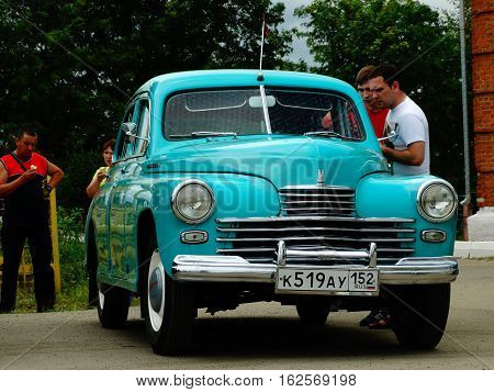 ARZAMAS, RUSSIA, July 3 2016: Old retro car on exhibition