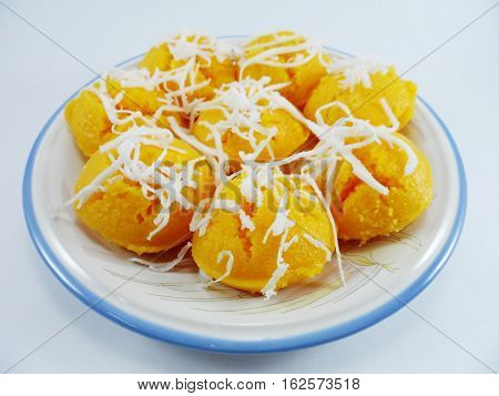 Toddy palm cake,Thai Dessert Toddy Palm Cake on white background