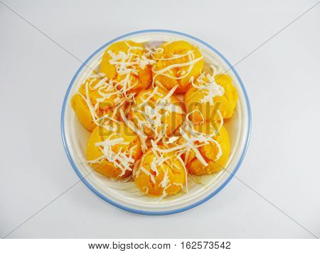 Toddy palm cake,Thai Dessert Toddy Palm Cake on white background