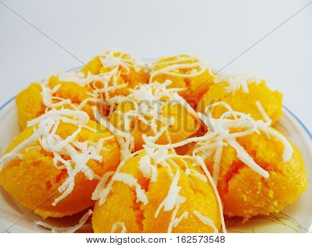 Toddy palm cake,Thai Dessert Toddy Palm Cake on white background
