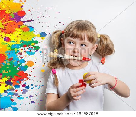 funny little child painted on the wall