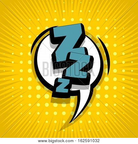 Lettering Zzz sleep dream. Comic text sound effects. Vector bubble icon speech phrase cartoon exclusive font label tag expression sounds illustration. Comics book balloon