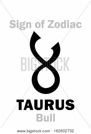Astrology Alphabet: Sign of Zodiac TAURUS (The Bull). Hieroglyphics character sign (single symbol).
