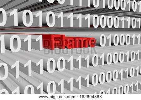 Flame in the form of binary code, 3D illustration