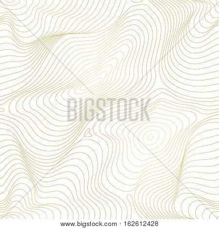 Vector golden texture, gold lines seamless pattern, curved metal foil, background with 3D visual effect. Abstract dynamic rippled surface, illusion of movement, curvature. Design for tileable print