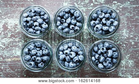 Fresh fruits of blueberries ready for canning