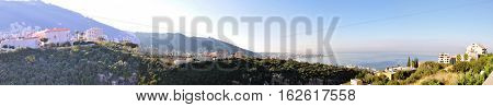 Aerial view on beautiful coast line of Mediterranean sea in Lebanon Jouhieh City