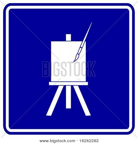segno di pennello tela, cavalletto e vernice