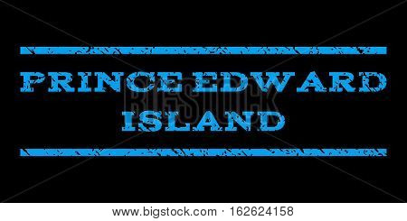 Prince Edward Island watermark stamp. Text caption between horizontal parallel lines with grunge design style. Rubber seal stamp with scratched texture.