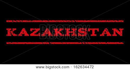 Kazakhstan watermark stamp. Text caption between horizontal parallel lines with grunge design style. Rubber seal stamp with dirty texture. Vector red color ink imprint on a black background.