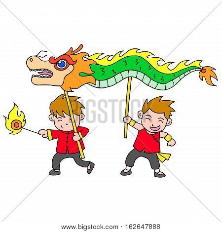 Chinese new year festival dragon dance vector art