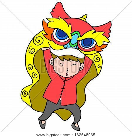 Lion dance for Chinese New Year vector illustration