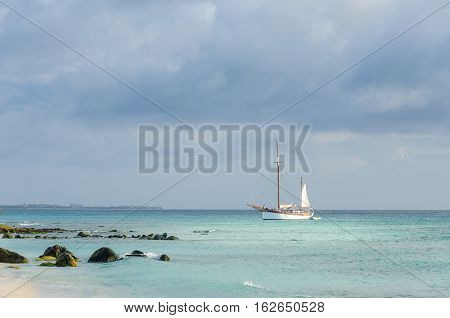Picture Showing A Big Sailboat On Sea
