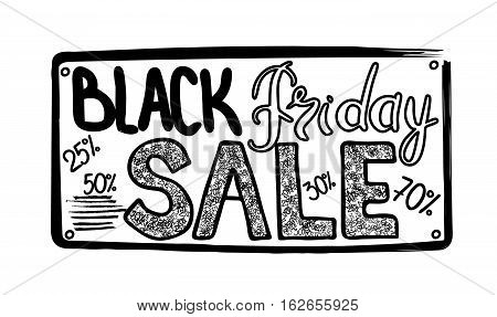 Handwritten text Black Friday sale. Brush script lettering. Vector banner design.